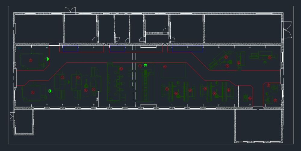 2D-Maschinenlayout Fertigung, Werkshalle