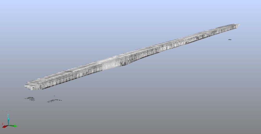 3D-Punktwolkenansicht Stahlkörper, Praterbrücke Wien